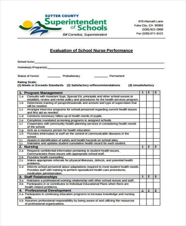 FREE 8 Nurse Evaluation Forms In PDF MS Word