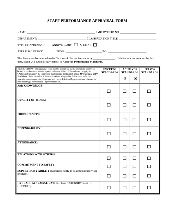 FREE 8 Retail Appraisal Form Samples In PDF MS Word