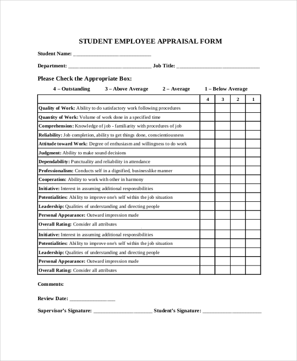 FREE 8 Sample Employee Appraisal Forms In PDF MS Word