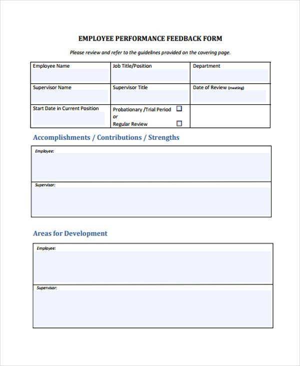 FREE 8 Sample Performance Feedback Forms In PDF MS Word