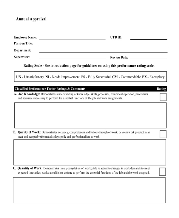 FREE 9 Annual Appraisal Form Samples In PDF MS Word