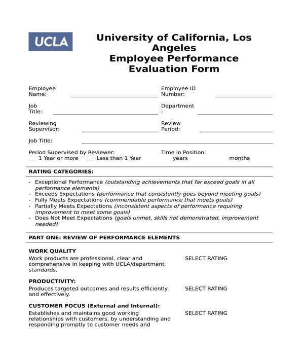 FREE 9 Employee Evaluation Forms In PDF MS Word Excel