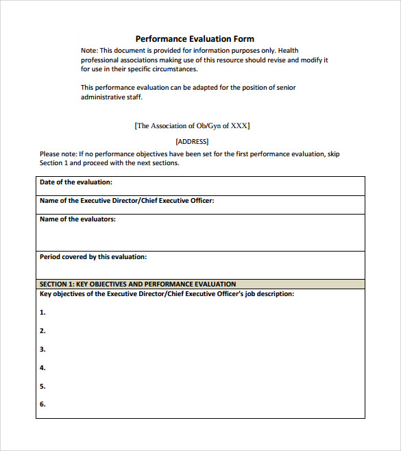 FREE 9 Performance Evaluation Forms In PDF Word