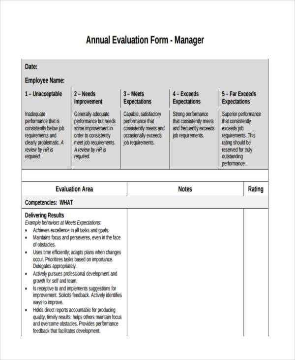 FREE 9 Sample Annual Evaluation Forms In PDF MS Word