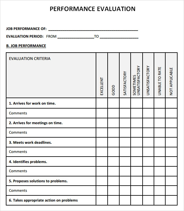 FREE 9 Sample Performance Evaluation Templates In PDF 
