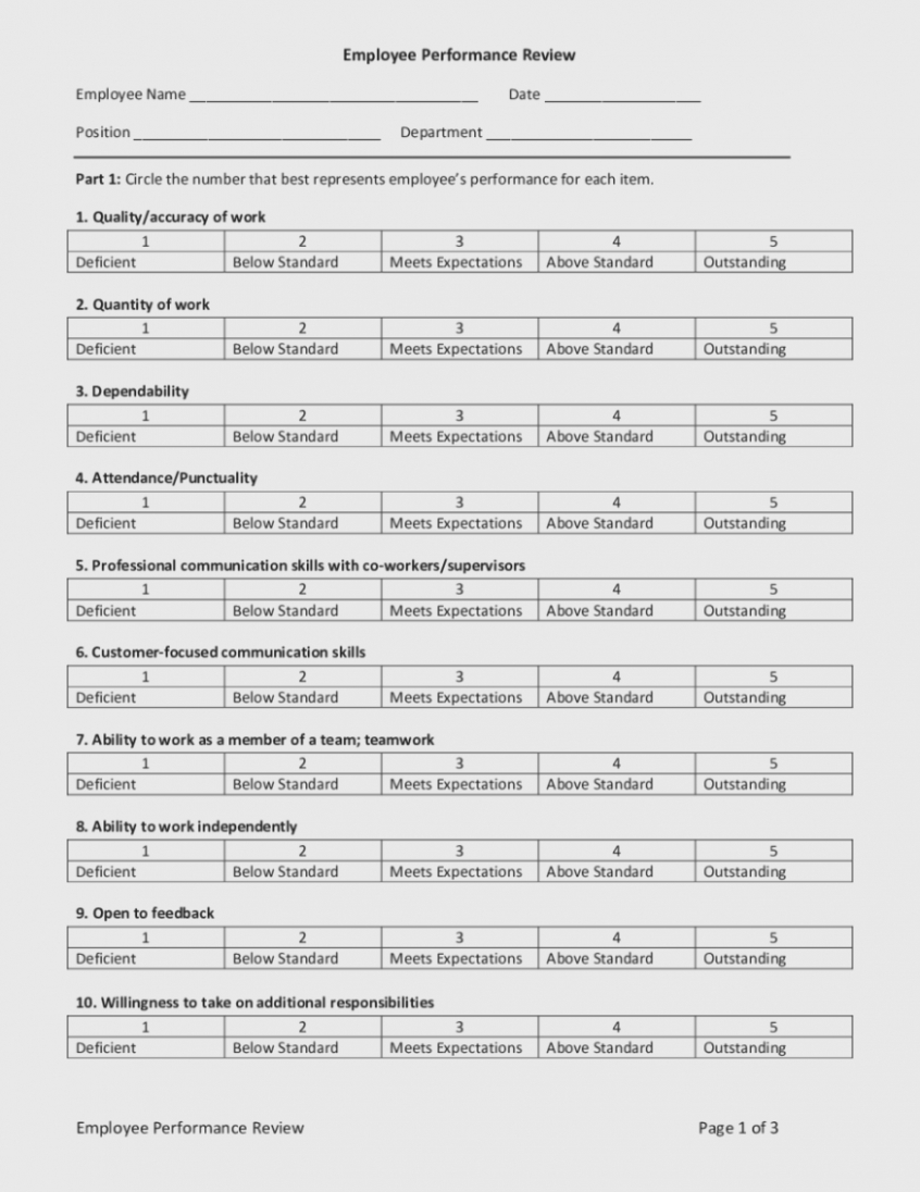 Free Employee Evaluation Forms Printable Free Printable