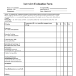 Interview Evaluation Form Name Of Candidate Completed By