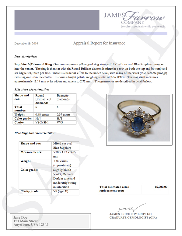 Jewelry Appraisal Templates Charlotte Clergy Coalition