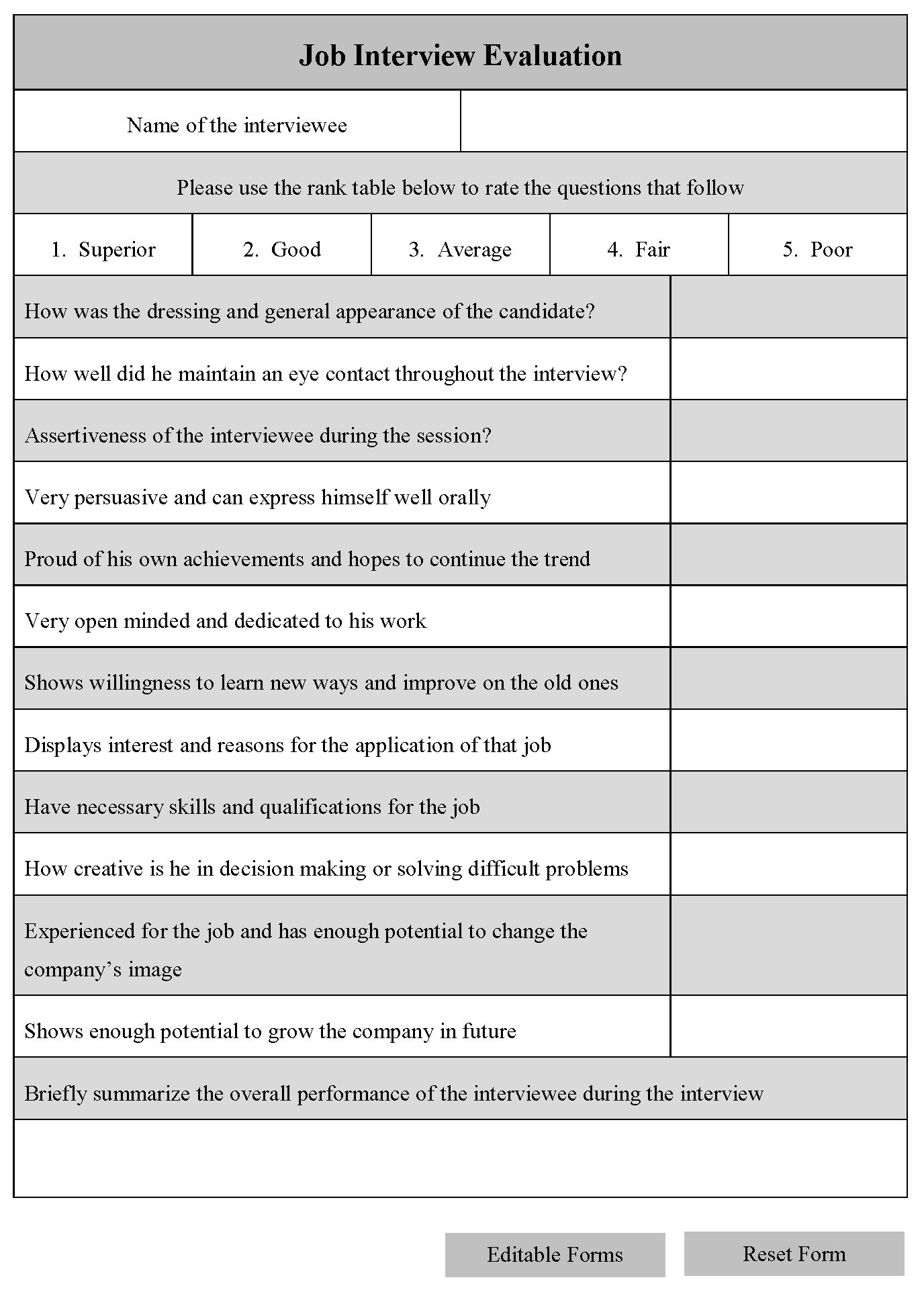 free-5-sample-interview-evaluation-templates-in-pdf-printable-forms