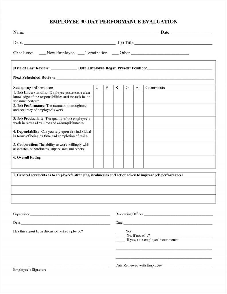 One Page Employee Evaluation Form New New Construction 