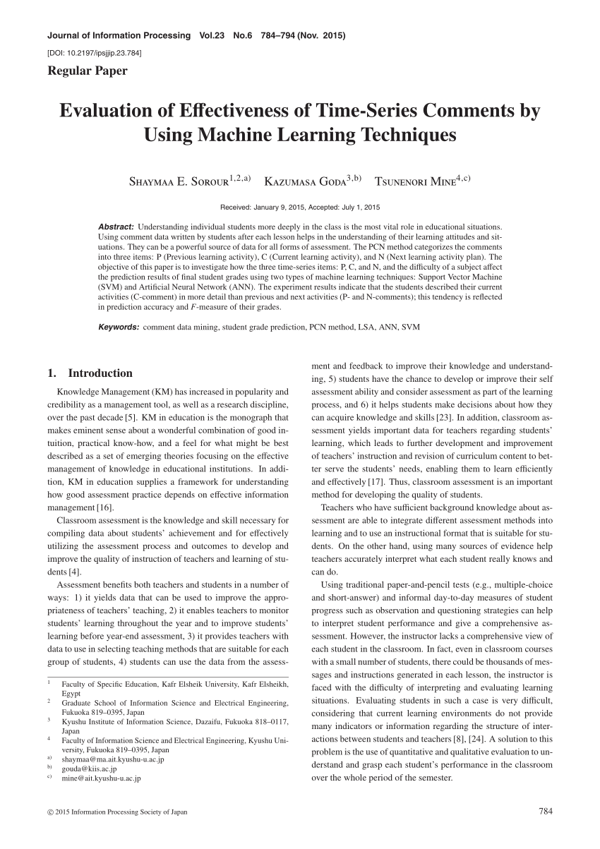  PDF Evaluation Of Effectiveness Of Time Series Comments 