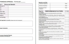 Performance Appraisal Form Performance Appraisal
