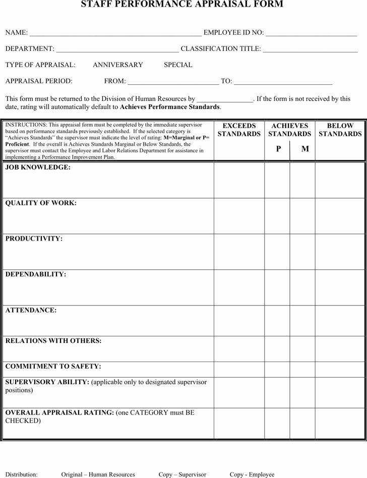 Performance Appraisal Form Template Beautiful 5 Blank 