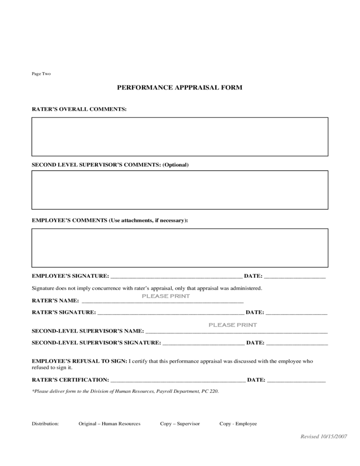 Performance appraisal form505 Performance Appraisal 