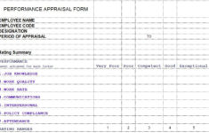 Performance Appraisal Template In Excel Format