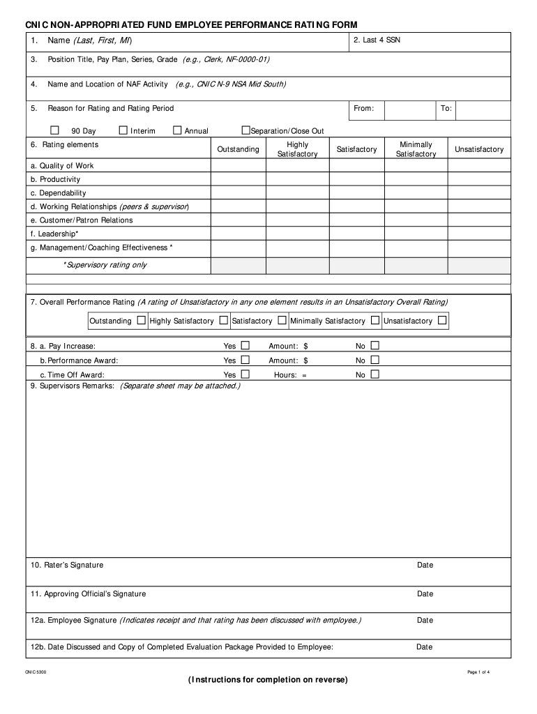 Performance Rating Form Fill Out And Sign Printable PDF 