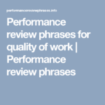 Performance Review Phrases Quality Of Work Performance