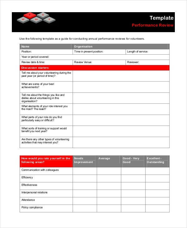 Performance Review Template 11 Free Word PDF Documents - Employee ...