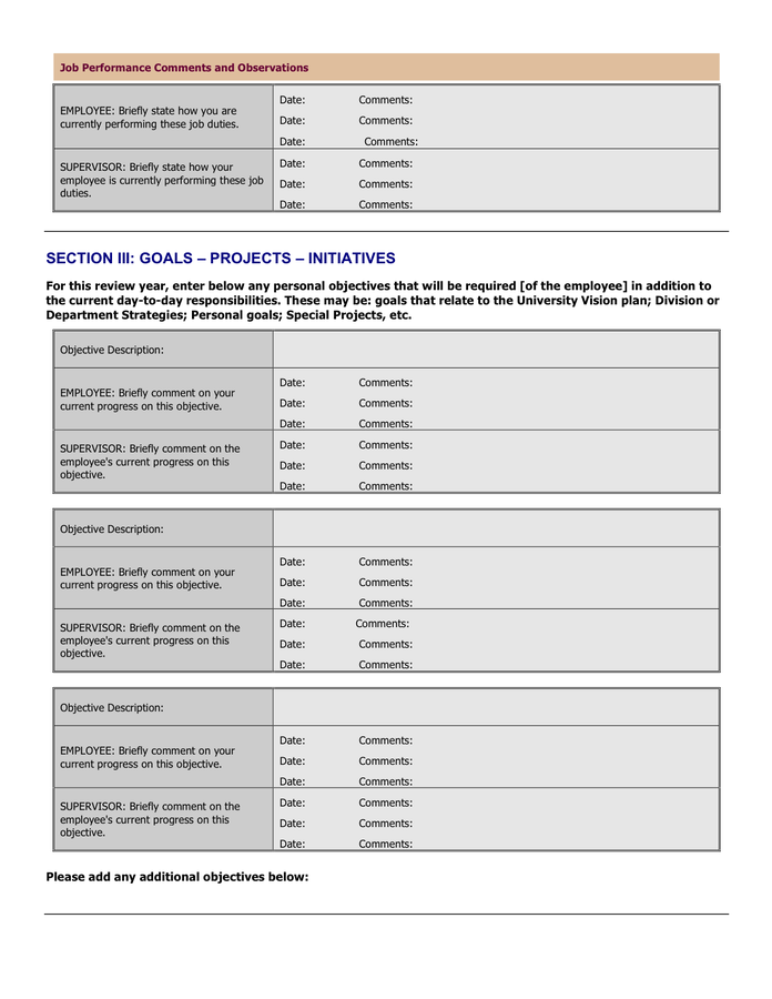 Performance Review Template In Word And Pdf Formats Page 