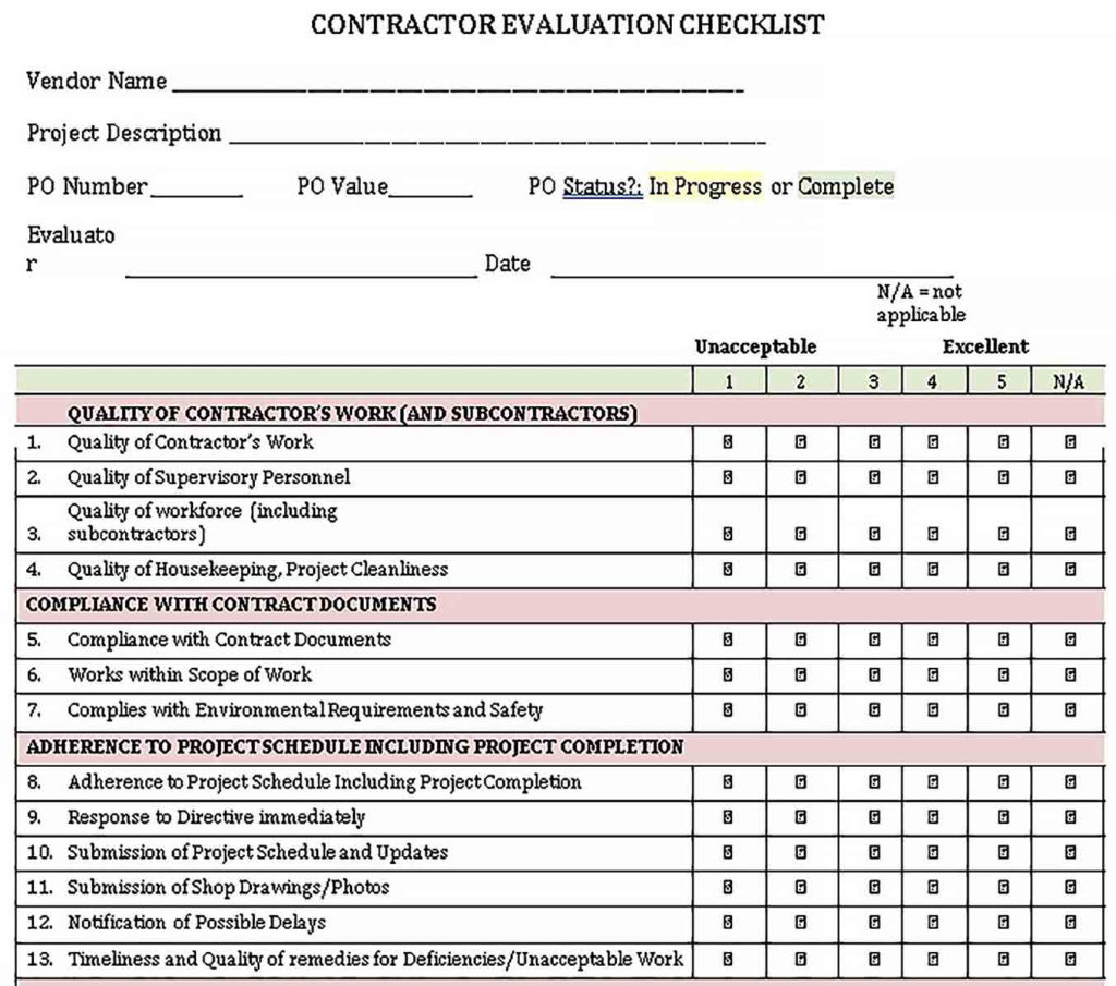 Project Evaluation Template Word