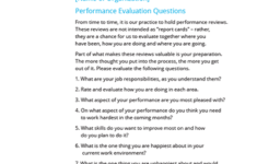 Sample Performance Review Questions For Employees