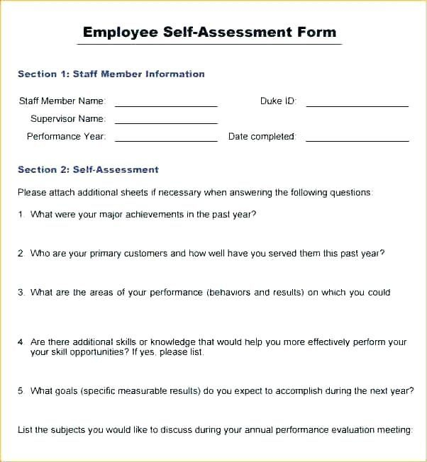 Self Appraisal Form Answers Examples Self Evaluation 