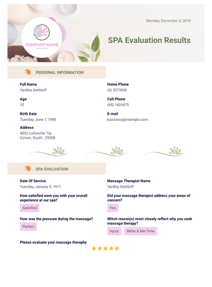 SPA Evaluation Template PDF Templates JotForm