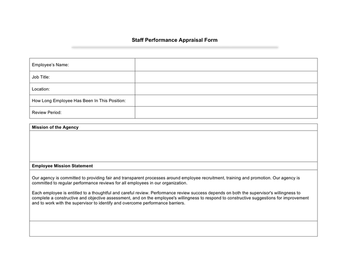 Staff Performance Appraisal Form In Word And Pdf Formats