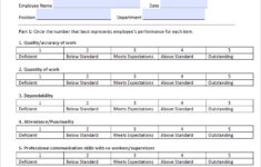 Template For Employee Review Printable Schedule Template