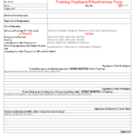 Training Feedback Form For Employee Answers Excel Sheet