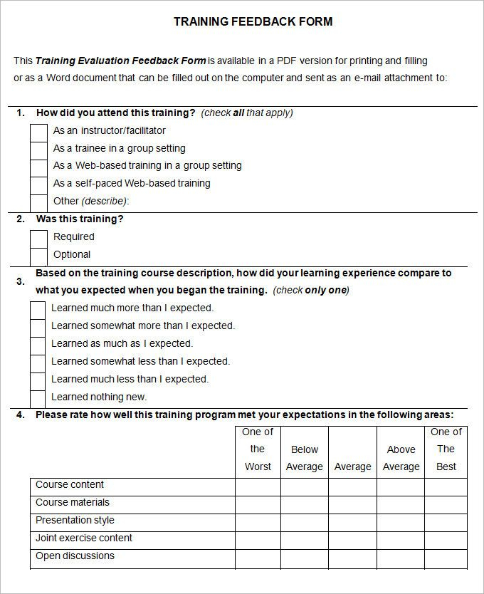 Training Feedback Form For Employees What Makes Training 