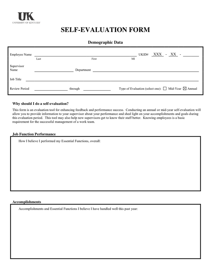 University PERFORMANCE EVALUATION FORM In Word And Pdf Formats