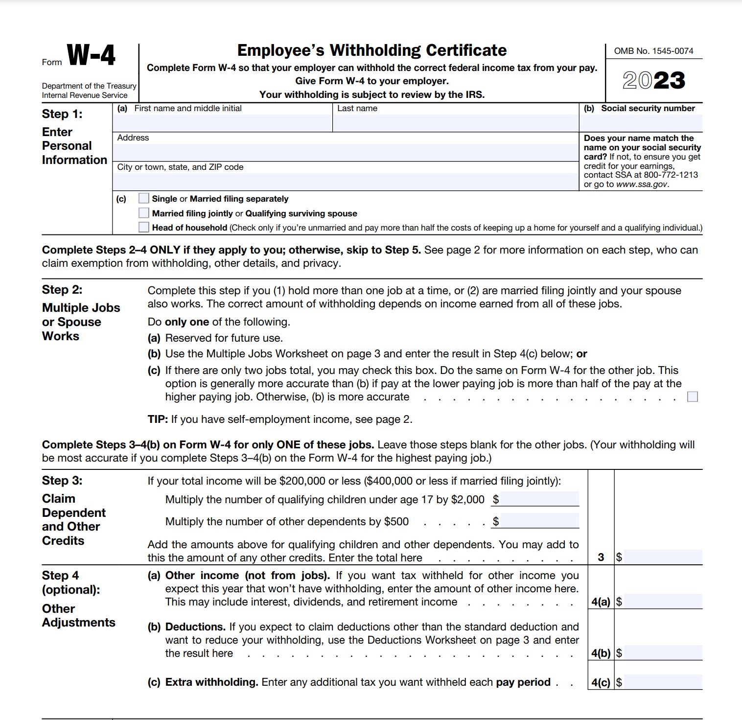 Employee Withholding Form